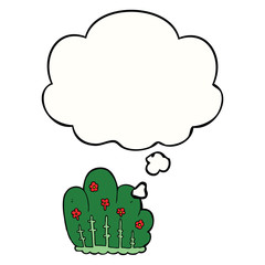 cartoon hedge and thought bubble