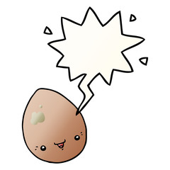 cartoon egg and speech bubble in smooth gradient style
