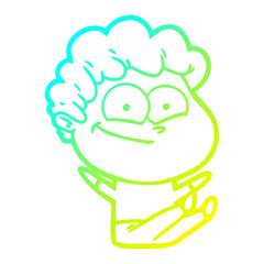 cold gradient line drawing cartoon happy man