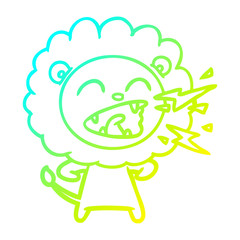 cold gradient line drawing cartoon roaring lion