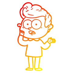 warm gradient line drawing cartoon staring man
