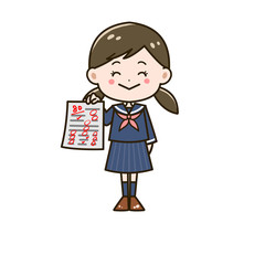 80点　満足する女の子　ポーズ　イラスト