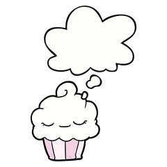 cartoon cupcake and thought bubble