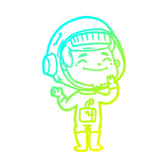 cold gradient line drawing happy cartoon astronaut