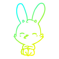 cold gradient line drawing curious bunny cartoon