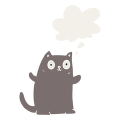 cartoon cat and thought bubble in retro style