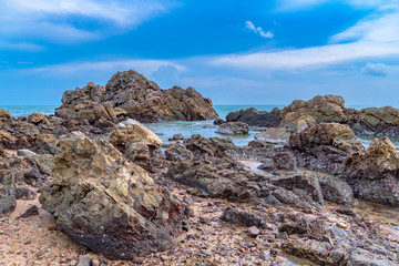 Fresh air at the sea Beautiful stones being beaten by waves.
