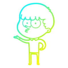 cold gradient line drawing cartoon curious boy