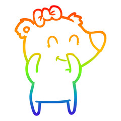 rainbow gradient line drawing female bear cartoon