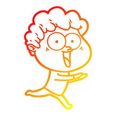 warm gradient line drawing excited man cartoon