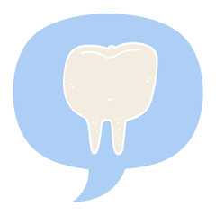 cartoon tooth and speech bubble in retro style