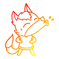 warm gradient line drawing howling wolf cartoon