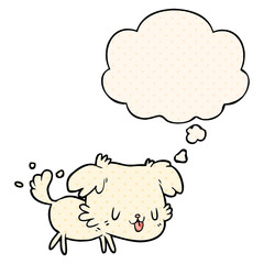 cartoon dog and thought bubble in comic book style
