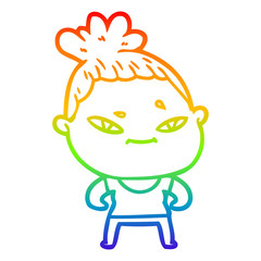 rainbow gradient line drawing cartoon woman