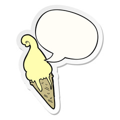 cartoon ice cream and speech bubble sticker