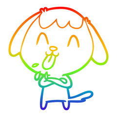 rainbow gradient line drawing cute cartoon dog