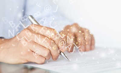 Businessman is signing a contract, business contract details