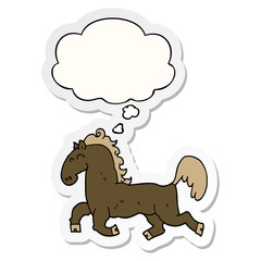 cartoon stallion and thought bubble as a printed sticker