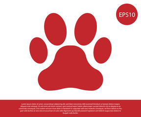 Red Paw print icon isolated on white background. Dog or cat paw print. Animal track. Vector Illustration © vector_v