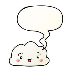 cartoon cloud and speech bubble in smooth gradient style