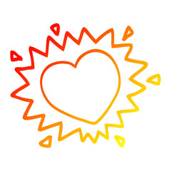 warm gradient line drawing cartoon love heart