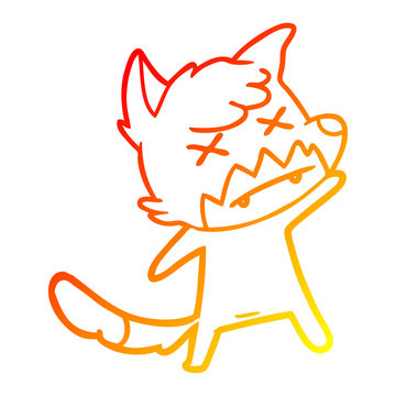 recommend clip art: warm gradient line drawing cartoon cross eyed fox