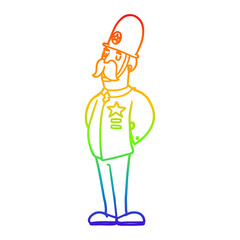 rainbow gradient line drawing cartoon policeman