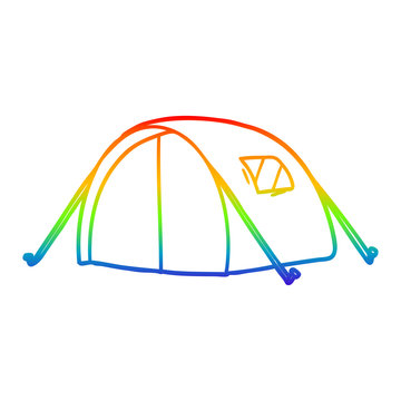 rainbow gradient line drawing cartoon tent