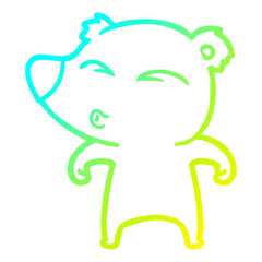 cold gradient line drawing cartoon whistling bear
