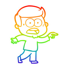 rainbow gradient line drawing cartoon shocked man