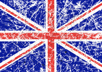 Flag of great Britain, abstract. UK flag in grunge. The effect of scuff, wear, damage, old. Vector illustration.