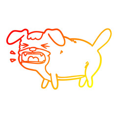 warm gradient line drawing cartoon dog barking