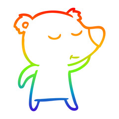 rainbow gradient line drawing happy cartoon bear