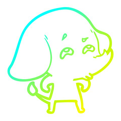 cold gradient line drawing cartoon elephant remembering
