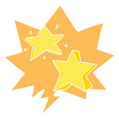 cartoon star and speech bubble in retro style