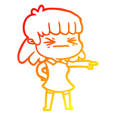 warm gradient line drawing cartoon woman