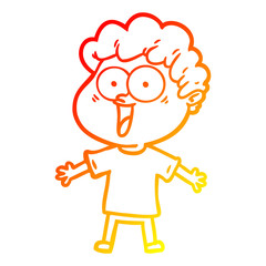 warm gradient line drawing cartoon happy man