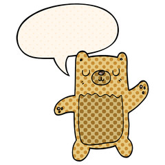 cartoon bear and speech bubble in comic book style
