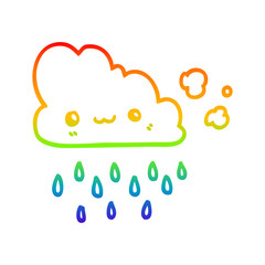 rainbow gradient line drawing cartoon storm cloud