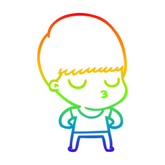 rainbow gradient line drawing cartoon calm boy
