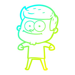 cold gradient line drawing cartoon happy man