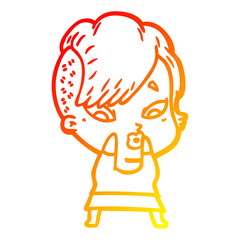 warm gradient line drawing cartoon surprised girl