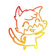 warm gradient line drawing happy cartoon fox