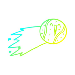 cold gradient line drawing flying tennis ball cartoon