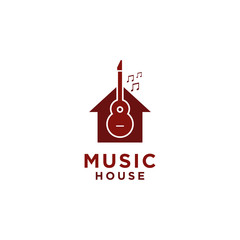 Music House Logo design with guitar symbol and tone