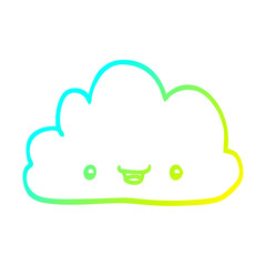 cold gradient line drawing happy cartoon cloud