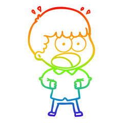 rainbow gradient line drawing cartoon shocked man
