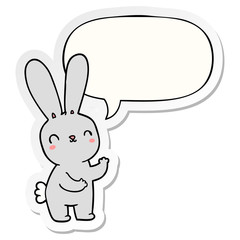 cute cartoon rabbit and speech bubble sticker