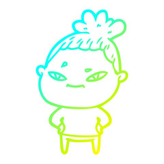 Fototapeta premium cold gradient line drawing cartoon woman