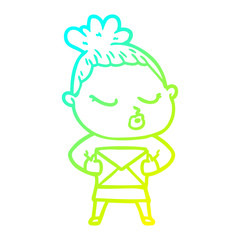 cold gradient line drawing cartoon calm woman
